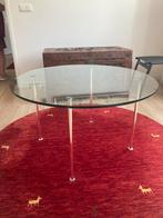 Glazen salontafel, Huis en Inrichting, Tafels | Salontafels, Ophalen, 100 tot 150 cm, Rond, 50 tot 100 cm