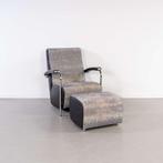 2x Leolux Scylla Fauteuil Hoog + Hocker Grijs Gemêleerd Stof, Huis en Inrichting, Fauteuils, Niet ingevuld, Leer, Niet ingevuld