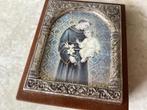 Franciscus met kind //   cloisonnee  / zilver  hoog 6.5x5 cm, Antiek en Kunst, Ophalen of Verzenden