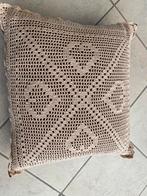 Decoratief kussen met gehaakte hoes, Ophalen, Gebruikt, Bruin, Vierkant