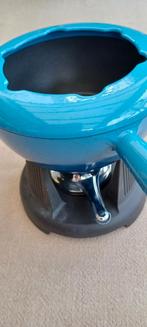 Vintage blauwe gietijzeren fondueset Cousances/le Creuset, Ophalen of Verzenden, Gietijzer, Koekenpan of Braadpan