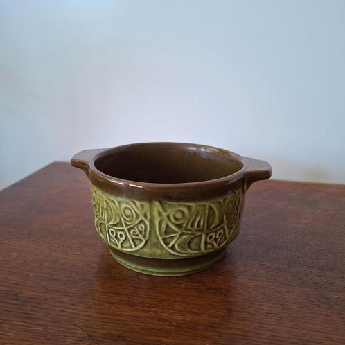 Waku West Germany groen/bruin kommetje/schaaltje 11 cm., Antiek en Kunst, Antiek | Schalen, Ophalen of Verzenden
