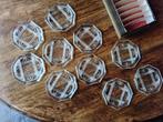 Glazen onderzetters jaren ’60: 10 stuks, Ophalen of Verzenden, Gebruikt, Glas of Kopje