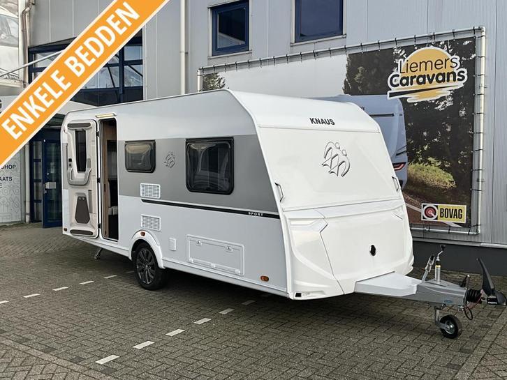 Knaus Sport 460 EU DESIGNPAK.-ENKELE BEDDEN, Caravans en Kamperen, Caravans, Bedrijf, tot en met 4, 1000 - 1250 kg, Standaardzit