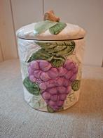 Barbotine pot met deksel - druivenmotief, Ophalen of Verzenden, Gebruikt