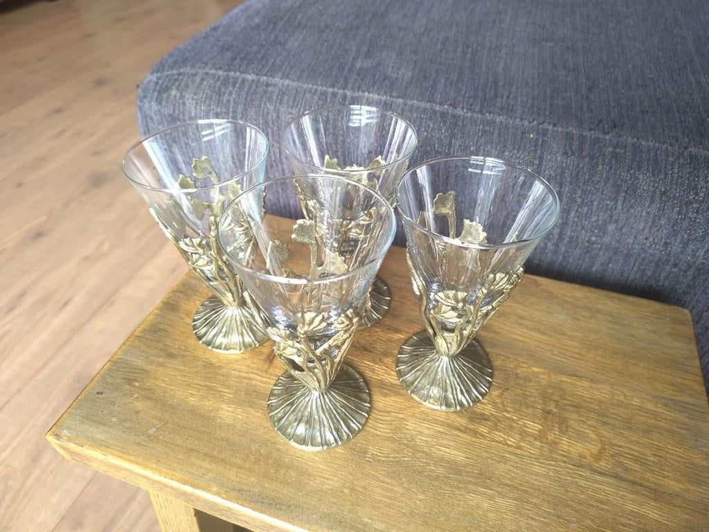 Art Nouveau Glazen set van 4, Antiek en Kunst, Antiek | Glas en Kristal, Ophalen