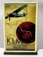 KLM Amsterdam - Batavia metalen reclamebord (Old Look), Verzamelen, Luchtvaart en Vliegtuigspotten, Nieuw, Overige typen, Ophalen of Verzenden