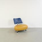 1x Leolux Pallone Fauteuil Okergeel/Blauw Leer - Chroom, Huis en Inrichting, Fauteuils, Niet ingevuld, Niet ingevuld, 75 tot 100 cm