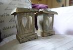 twee lounge sfeer kandelaars - lantaarns van houtschors, Minder dan 25 cm, Kandelaar, Ophalen