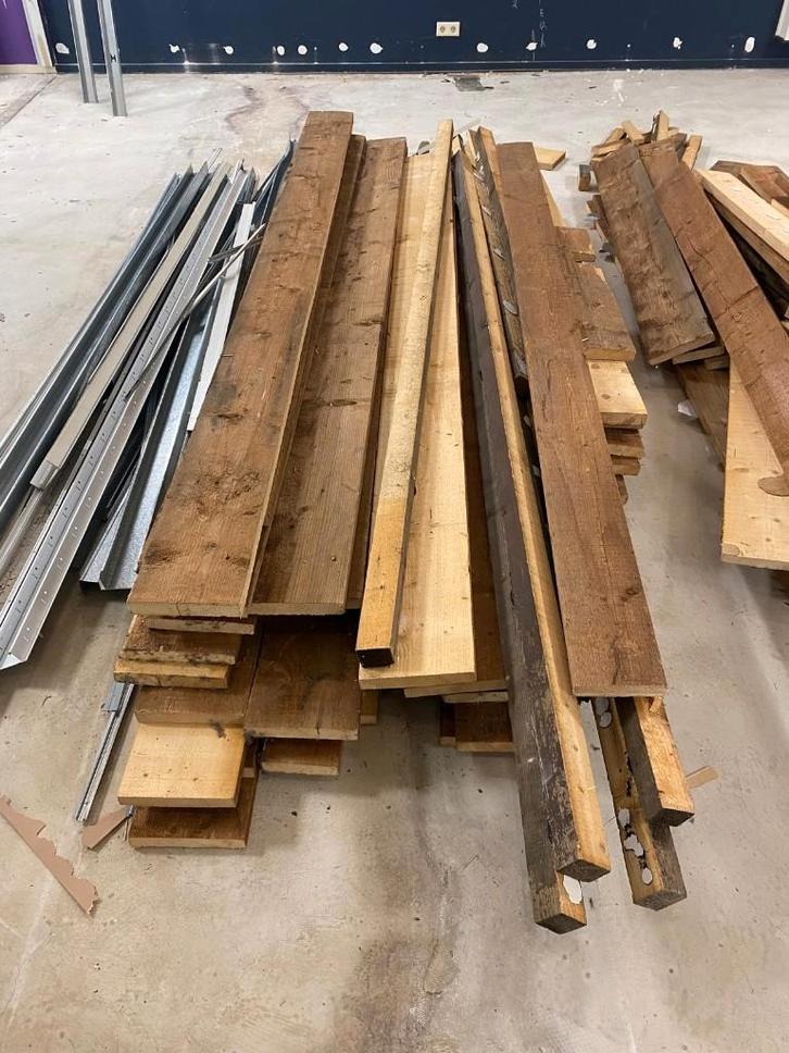 Steigerhout, Doe-het-zelf en Verbouw, Hout en Planken, Gebruikt, Balk, Steigerhout, 200 tot 250 cm, 25 tot 50 mm, Ophalen
