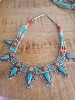 Tibetaanse ketting met koraal en turquoise, Ophalen of Verzenden, Zilver, Ketting, Met edelsteen