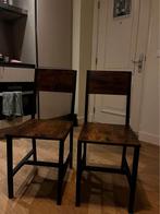wood & metal dining chairs, Huis en Inrichting, Stoelen, Ophalen, Gebruikt, Twee, Zwart