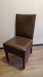 6 Eetkamerstoelen donkerbruin leer look zonder armleuningen, Ophalen, Bruin, Vijf, Zes of meer stoelen, Gebruikt