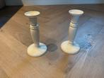 Wedgwood Edme kandelaars (set van 2, porselein, Engeland), Overige materialen, Ophalen of Verzenden, Zo goed als nieuw, Crème