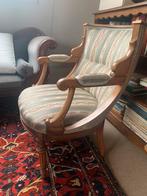 Antieke fauteuiltje Lodewijk XXI stijl in hout en stof, Ophalen of Verzenden