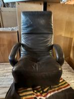 Zwart lederen relaxfauteuil - 75x75x40H, Huis en Inrichting, Fauteuils, 1025xe, Leer, Ophalen of Verzenden, Zo goed als nieuw