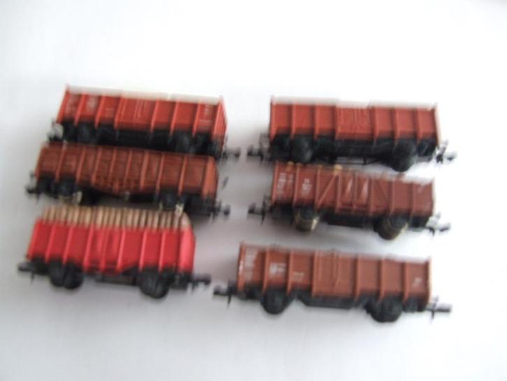 6x hoogboordwagons met lading, Hobby en Vrije tijd, Modeltreinen | N-Spoor, Wagon, Gelijkstroom, Overige merken, Verzenden