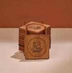 Vintage Houten Onderzetters Set 12st. MCM, Ref. 00255, Gebruikt, Glas of Kopje, Ophalen of Verzenden, Nvt
