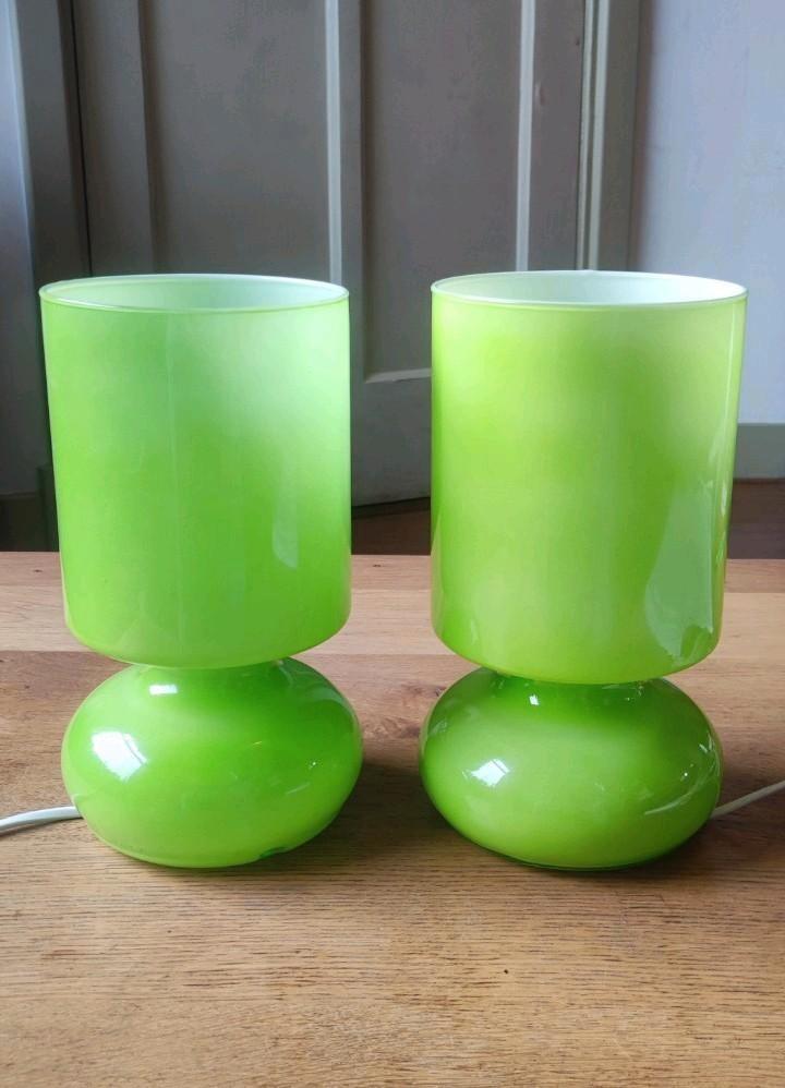 2x Ikea Lykta groen l tafellampen, Huis en Inrichting, Lampen | Tafellampen, Zo goed als nieuw, Minder dan 50 cm, Glas, Ophalen of Verzenden