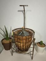 Brocante gistfles, ballonfles kantelbare ijzeren korf # 9391, Antiek en Kunst, Curiosa en Brocante, Ophalen