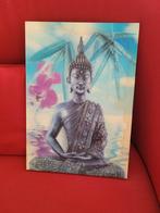 3d afbeelding boeddha op hout 25 x 35 cm budha tibet nepal, Ophalen of Verzenden, Minder dan 50 cm, Schilderij, Minder dan 50 cm