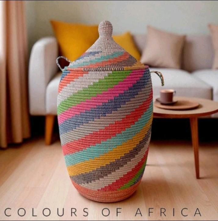 Afrikaanse mand "Wave", Huis en Inrichting, Woonaccessoires | Schalen en Manden, Nieuw, Mand, Overige vormen, Riet, Ophalen of Verzenden