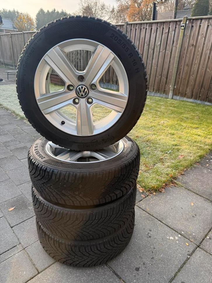 Nette VW Golf 7 winterset met ContiwinterContact, Auto-onderdelen, Banden en Velgen, Banden en Velgen, Winterbanden, 16 inch, 205 mm