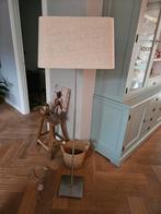 Landelijke staande lamp met linnen lampenkap, Huis en Inrichting, Lampen | Lampenkappen, Ophalen, Zo goed als nieuw, Rechthoekig