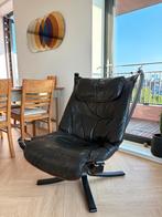 Falcon chair, Vatne Mobler, Sigurd Ressell, zwart leer, Ophalen, Gebruikt, Leer