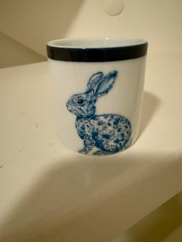 Vintage gemerkte waxinelichthouder Delfst blauw konijn, Huis en Inrichting, Woonaccessoires | Kandelaars en Kaarsen, Ophalen of Verzenden