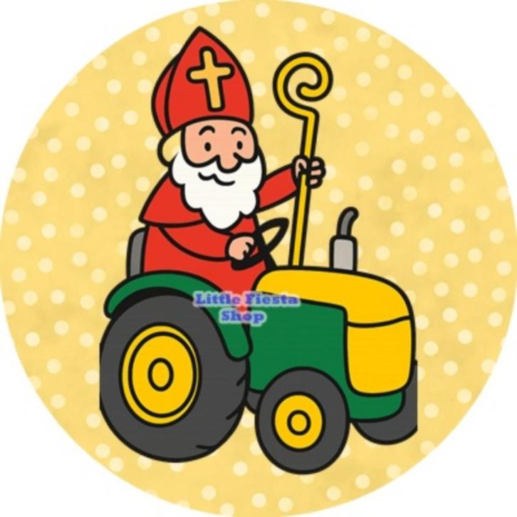 L484 icing frosting sinterklaas tractor 20cm eetbaar print, Hobby en Vrije tijd, Taarten en Cupcakes maken, Nieuw, Versiering