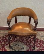 🦁✨ Antieke Leren Fauteuil met Leeuwenkoppen,  Masterpiece, Ophalen of Verzenden