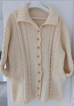 handgebreid zacht wollen iers aran vest ecru, Handgebreid iers aran, Verzenden, Zo goed als nieuw, Beige