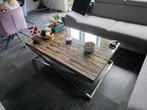 Salontafel Sleeper Wood Drijfhout Glas chroom 140x80, Huis en Inrichting, Ophalen, Gebruikt, 100 tot 150 cm, 50 tot 100 cm