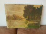 Olieverf schilderij Hollands Landschap J. Knikker., Ophalen