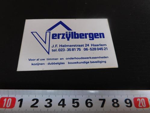 sticker Haarlem Verzylbergen J.F. Helmerstraat 24, Verzamelen, Stickers, Zo goed als nieuw, Bedrijf of Vereniging, Ophalen