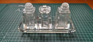 Antiek tafelsetje Peper, zout en mosterd beschikbaar voor biedingen