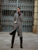 Zara elegante lange trenchcoat grijs ruitje met ceintuur M, Maat 38/40 (M), Verzenden, Zara, Nieuw