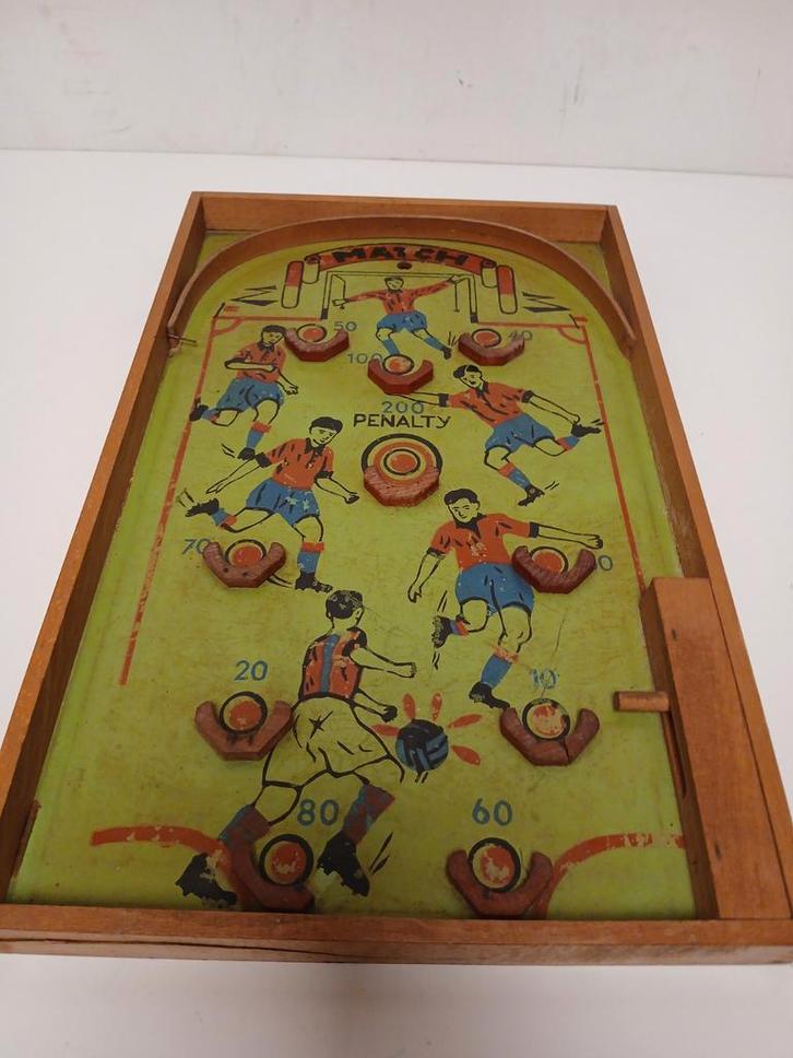 Antieke knikkerbaan flipperspel match footbal, Antiek en Kunst, Antiek | Speelgoed, Ophalen of Verzenden