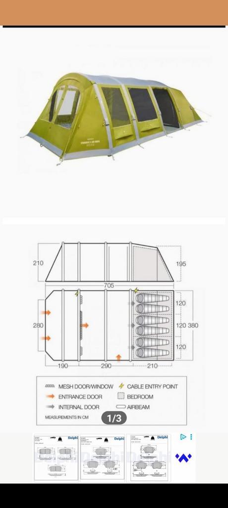 Opblaasbare 6 persoons tent. Vango airbeam., Caravans en Kamperen, Tenten, tot en met 6, Gebruikt, Ophalen