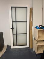 Moderne opdek binnendeur met mat glas, Ophalen, 80 tot 100 cm, Binnendeur, 200 tot 215 cm