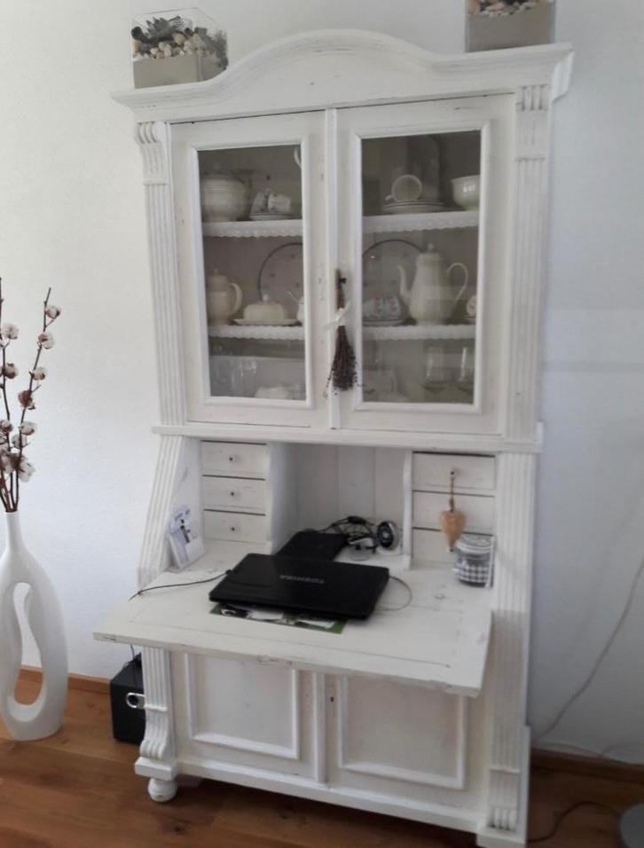 secretaire vitrinekast – landelijke stijl, Huis en Inrichting, Kasten | Secretaires, Gebruikt, Ophalen