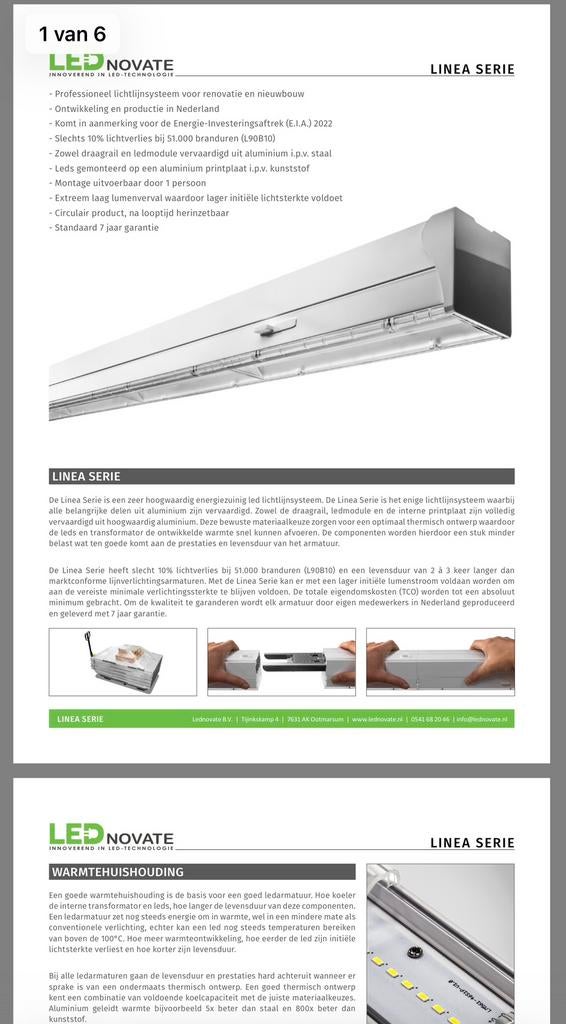 Lednovate lichtlijn profesionele lichtlijn, Ophalen of Verzenden, Nieuw, Metaal of Aluminium, Led