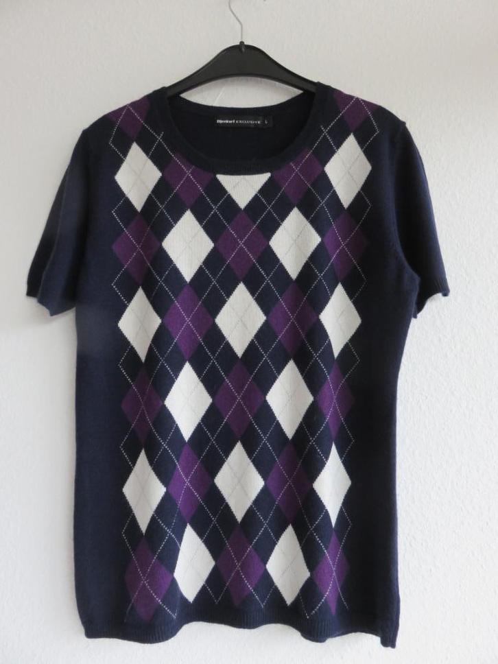 De Bijenkorf trui met korte mouwen argyle ruit maat L mt wol, Kleding | Dames, Truien en Vesten, Zo goed als nieuw, Maat 38/40 (M)