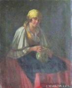 =de pottenbakster ==HONGAARS ?==gesigneerd=, Antiek en Kunst, Kunst | Schilderijen | Klassiek, Ophalen of Verzenden