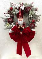 Sfeervolle Kerstkrans met Rode Strik en Elf, Ophalen of Verzenden, Nieuw