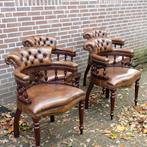 Engelse bureaustoelen   set van 4, Ophalen, Bruin, Zo goed als nieuw, Bureaustoel