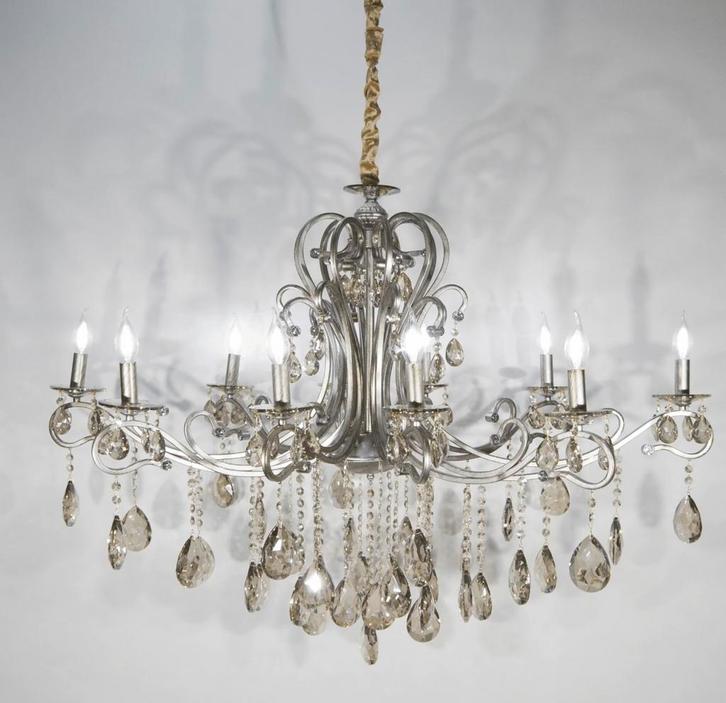 XL hanglamp chandelier 10 lichts ovaal zakkroon NEW, Huis en Inrichting, Lampen | Kroonluchters, Nieuw, Glas, Metaal, Overige materialen