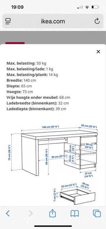IKEA Malm Bureau 140cm - Direct Beschikbaar! - afbeelding 4
