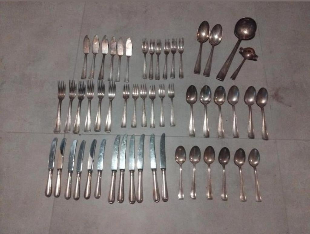 Brabantia veezilverd plate 90 compleet 52 delig bestek set, Ophalen of Verzenden, Rvs of Chroom